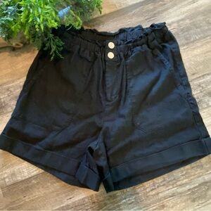 I.N.C. Black Linen/Rayon Blend High Waisted Comfortable Shorts with Pockets